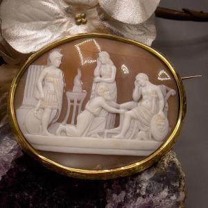 Very Beautiful Large Format Shell Cameo Presenting A Mythology Scene