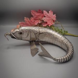 Very Large Articulated Fish In Sterling Silver 915/1000