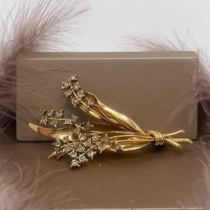 Lovely Brooch In 18 Carat Gold Of The "bouquet" Type