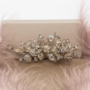 Splendid "trembleuse" Brooch In Gold, Silver And Diamonds