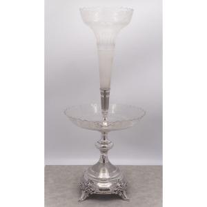 Epergne Center Table Crystal And Sterling Silver 800/1000