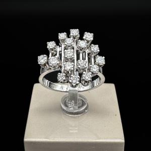 Vintage Ring In 18k Gold, Set With Diamonds