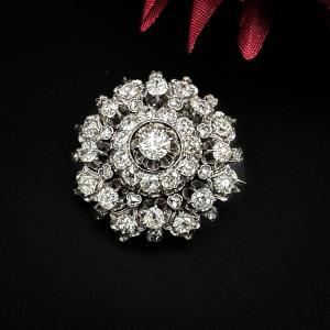 Broche Circulaire Napoléon III Or Et Argent Sertie De Diamants