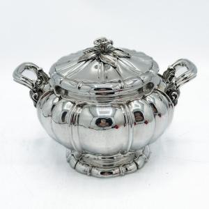 Large Sugar Bowl In Sterling Silver