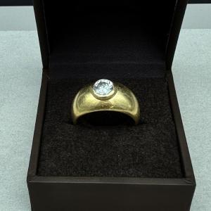 Bague Jonc En Or 18k, Sertie D’un Diamant