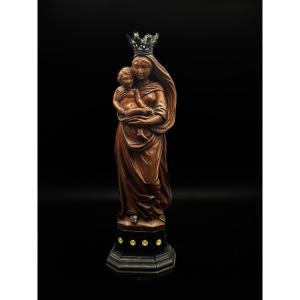 Crowned Virgin And Child Boxwood