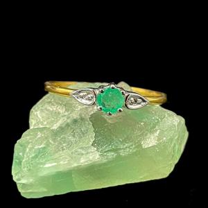 Emerald And Diamond Solitaire Ring