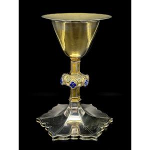 Neo-gothic Chalice Silver, Vermeil And Enamel.