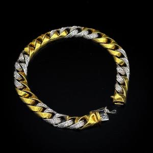 Bracelet Vintage Or 18 K Et Sertie De  Diamants.  