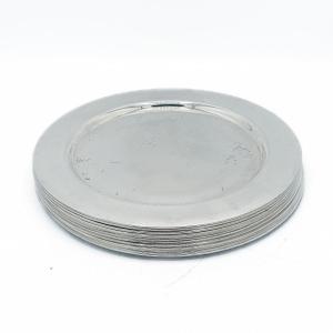 12 Bottom Plates In 900/1000 Sterling Silver 