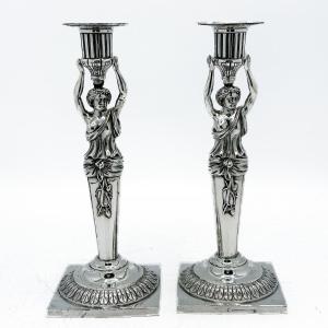 Nuremberg 1780 Pair Of Caryatid Torches,