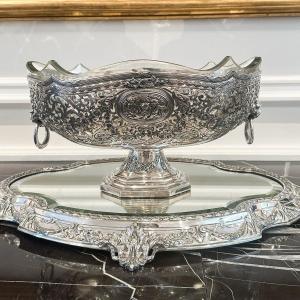 Hanau Large Centerpiece In Engraved And Openwork Silver.