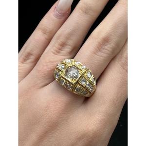 18k Gold “dome” Ring, Set With Rose-cut Diamonds 