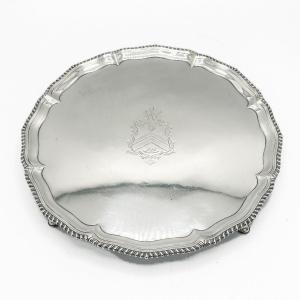 1759 London Large Silver Salver By Robert Rew