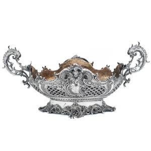 Large Louis XV Rococo Silver Jardinière 800 Thousandths, Germany Late XIXᵉ Century