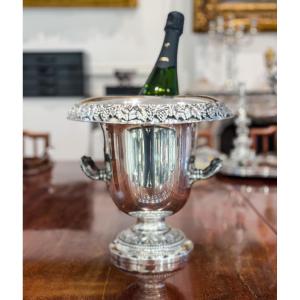 Grand rafraîchissoir à champagne en argent massif 800 millièmes austro-hongrois, fin du XIXe 