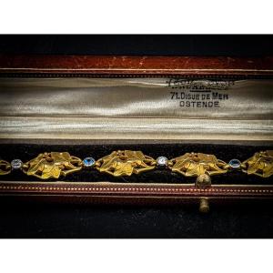 Belgian Art Nouveau Bracelet In 18-karat Gold, Sapphires, And Diamonds, Circa 1900