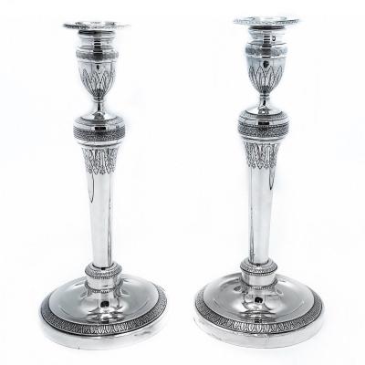 Pair Of Sterling Silver Candlesticks By Drion