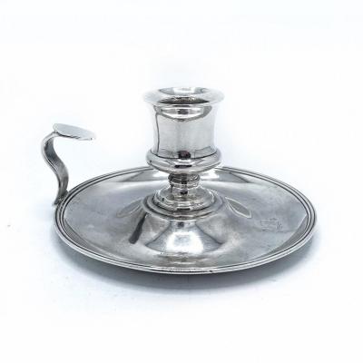 Hand Candlestick 1796 In English Sterling Silver