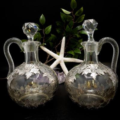 Pair Of Crystal And Silver Wine Carafes 950/1000