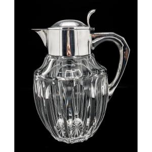 Large Orangeade Carafe In Crystal And Sterling Silver