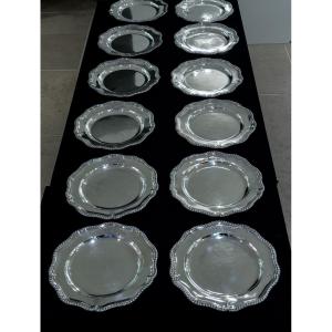 Series Of Twelve Plates Early 18th In Sterling Silver