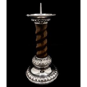 Silver And Walnut Candle Pick