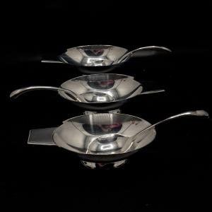 3 "swan" Sauce Boats In Silver Metal Gallia For Maison Christofle