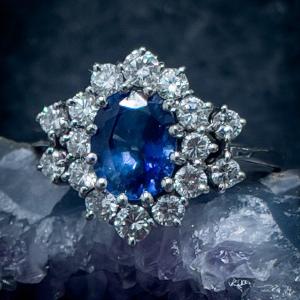 Ring Set With A Beautiful Ceylon Sapphire 