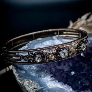 Mid-19th Century Rigid Opening Bangle In 14k Rose Gold