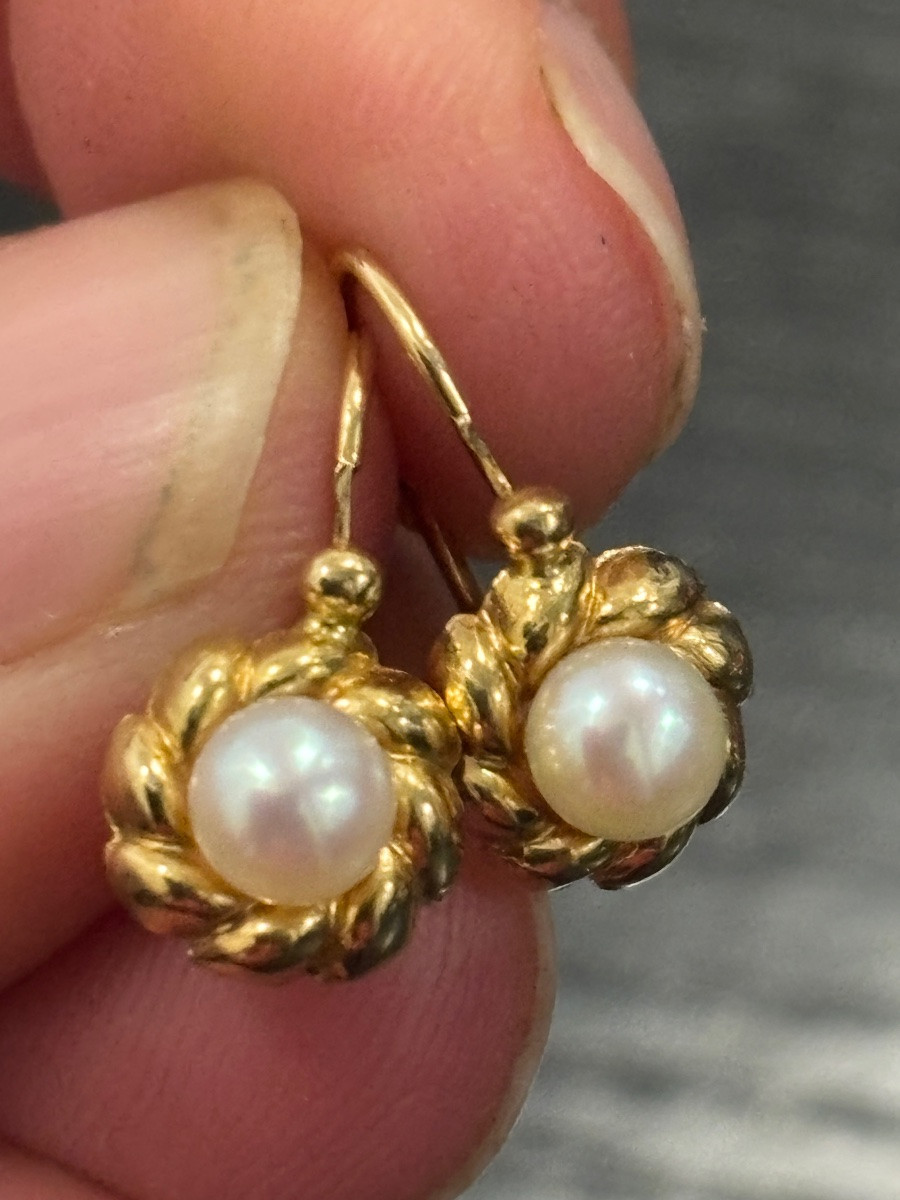 Paire de boucles d’oreilles «dormeuses » en or 18 carats femme -photo-2