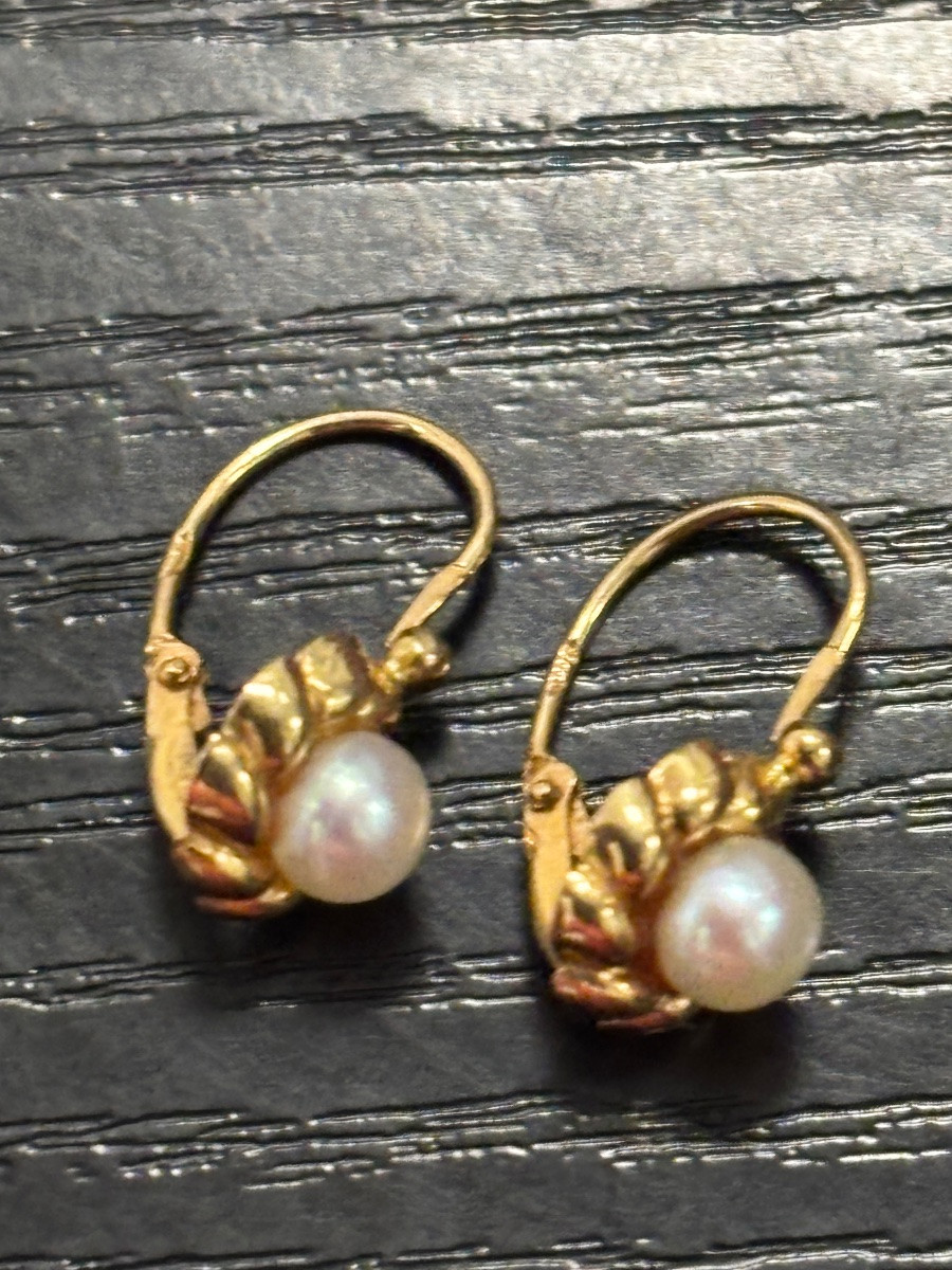 Paire de boucles d’oreilles «dormeuses » en or 18 carats femme -photo-3