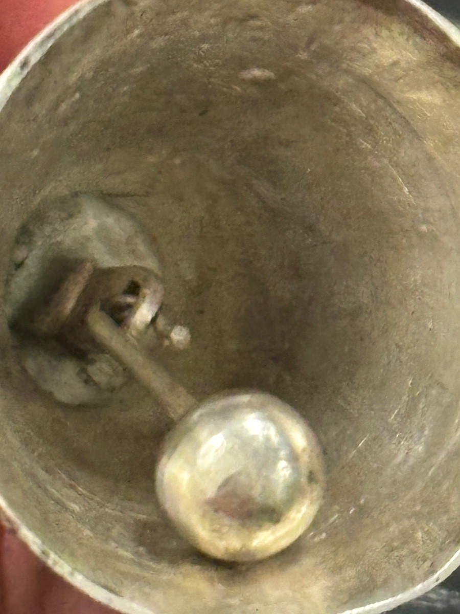 Small, Finely Engraved Solid Silver Service Bell -photo-1