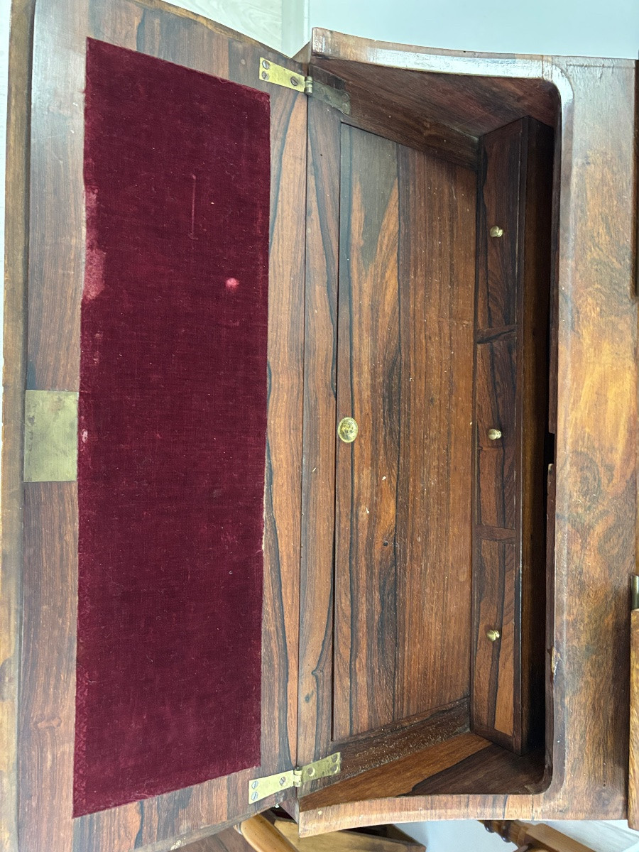 Louis XV Style Secretary In Marquetry Wood -photo-2