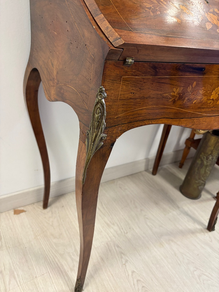 Louis XV Style Secretary In Marquetry Wood -photo-3