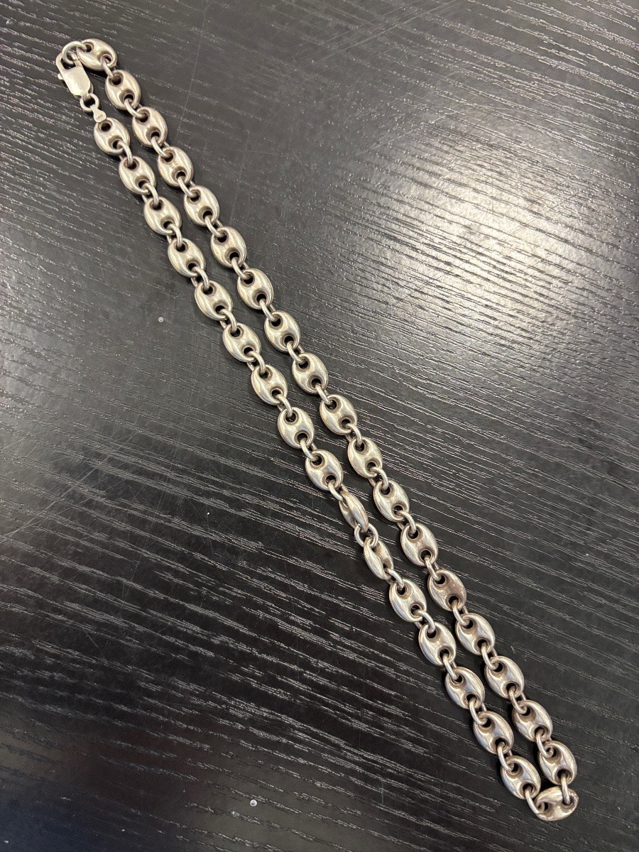 Collier «grains de café » en argent massif mixte -photo-3