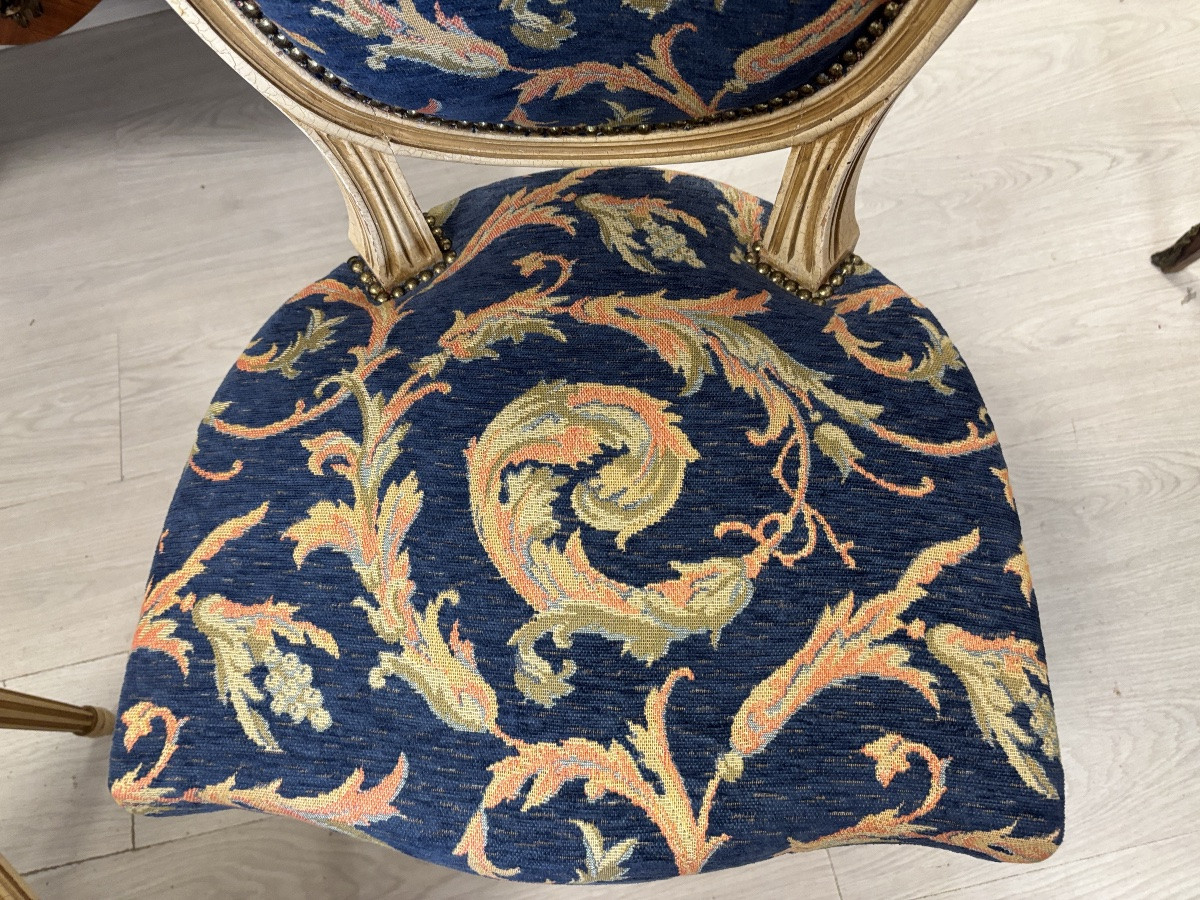 Fauteuil tapissier Voltaire avec son tabouret -photo-2