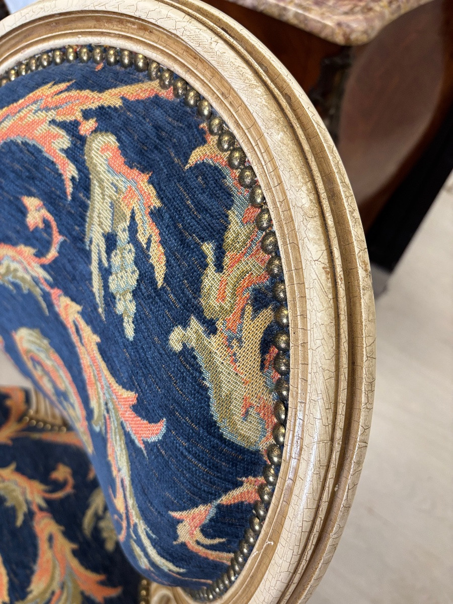 Fauteuil tapissier Voltaire avec son tabouret -photo-3