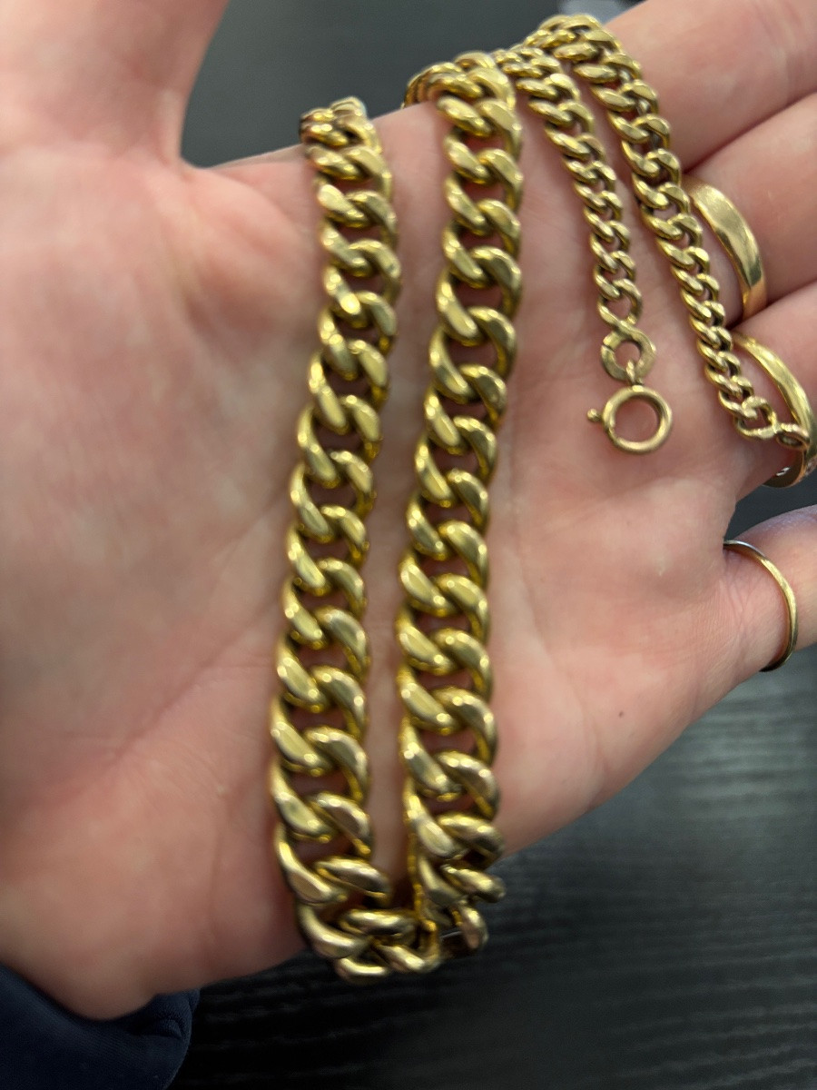 Collier mailles «cubaines » en plaqué or femme-photo-4