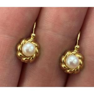 Paire de boucles d’oreilles «dormeuses » en or 18 carats femme 