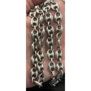 Collier «grains de café » en argent massif mixte 