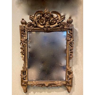 Louis 16 Period Carved And Gilded Wood Mirror 18th