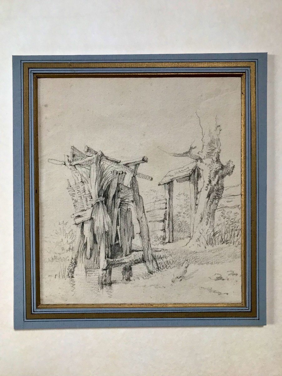 18th Century Framed Drawing By Charles Eschard-photo-2