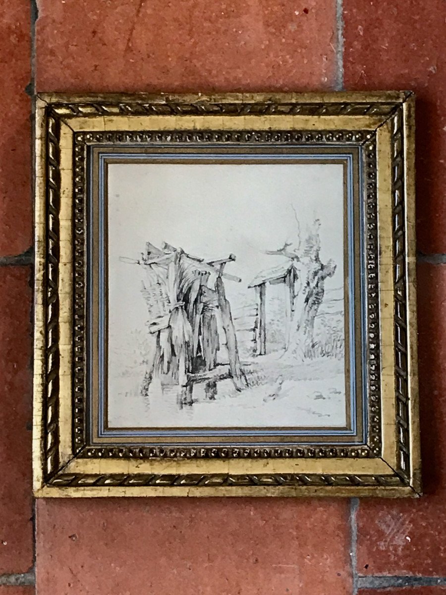 18th Century Framed Drawing By Charles Eschard