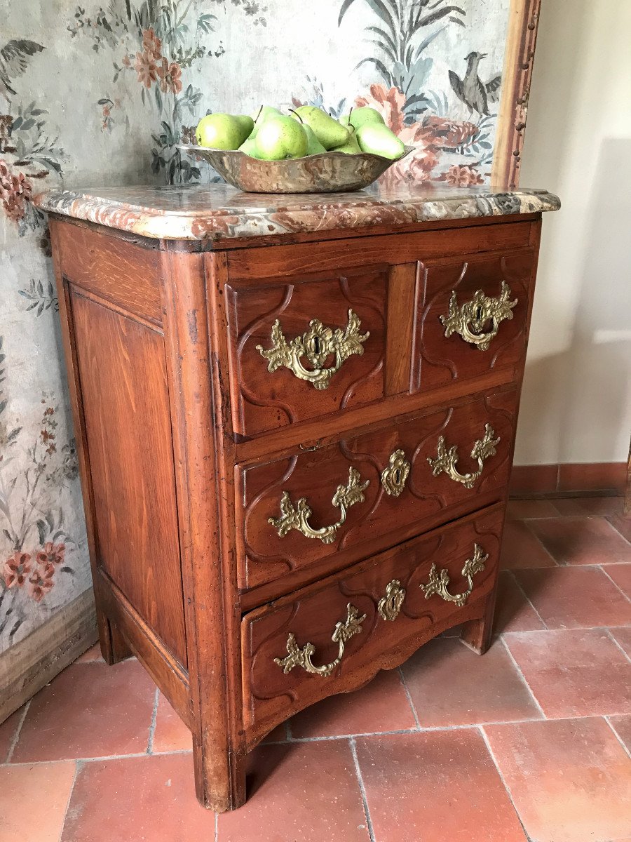 Petite Commode Noyer XVIIIe époque Louis XV-photo-3