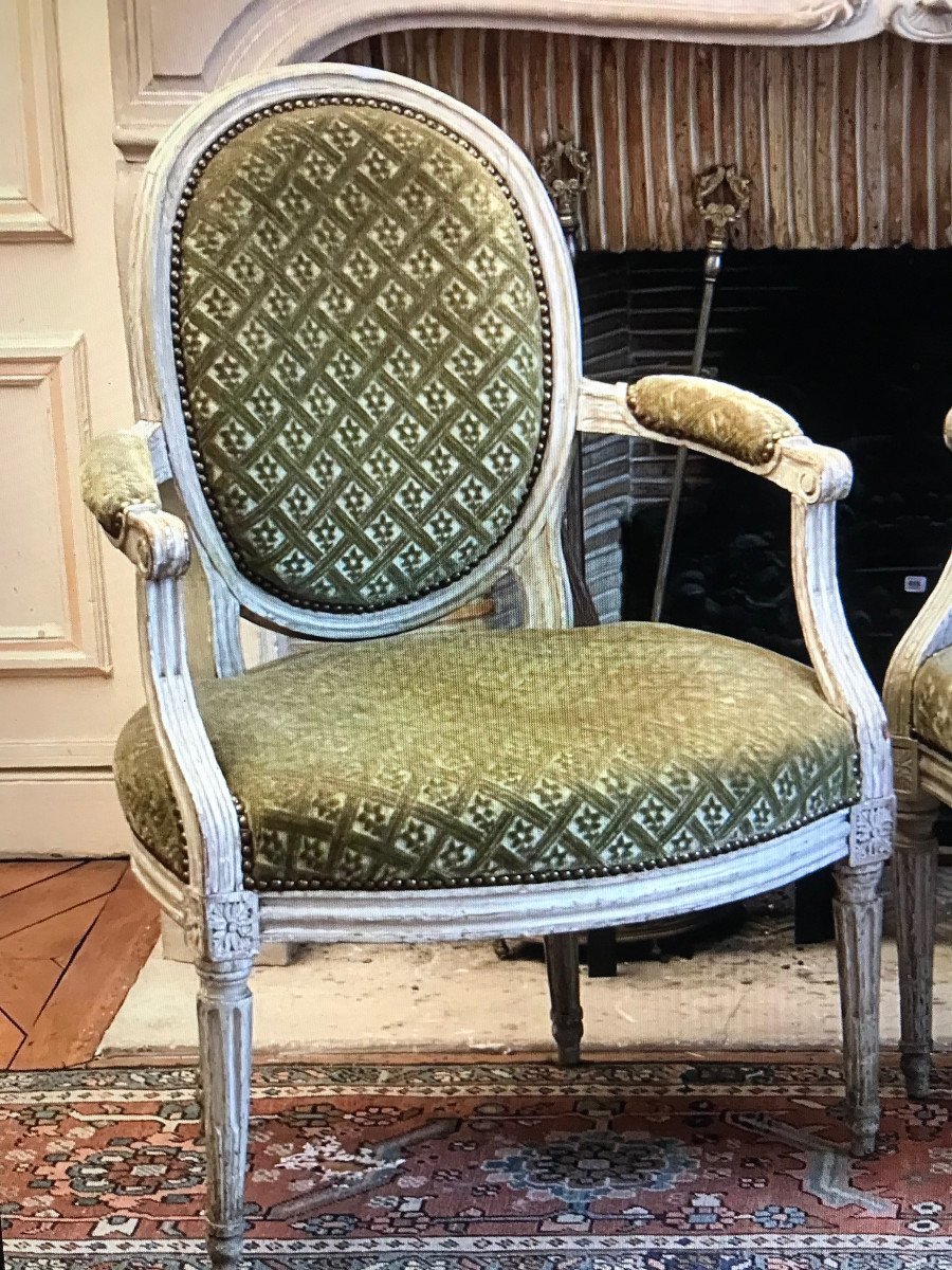Paire De Fauteuils XVIIIe d'époque Louis XVI-photo-8