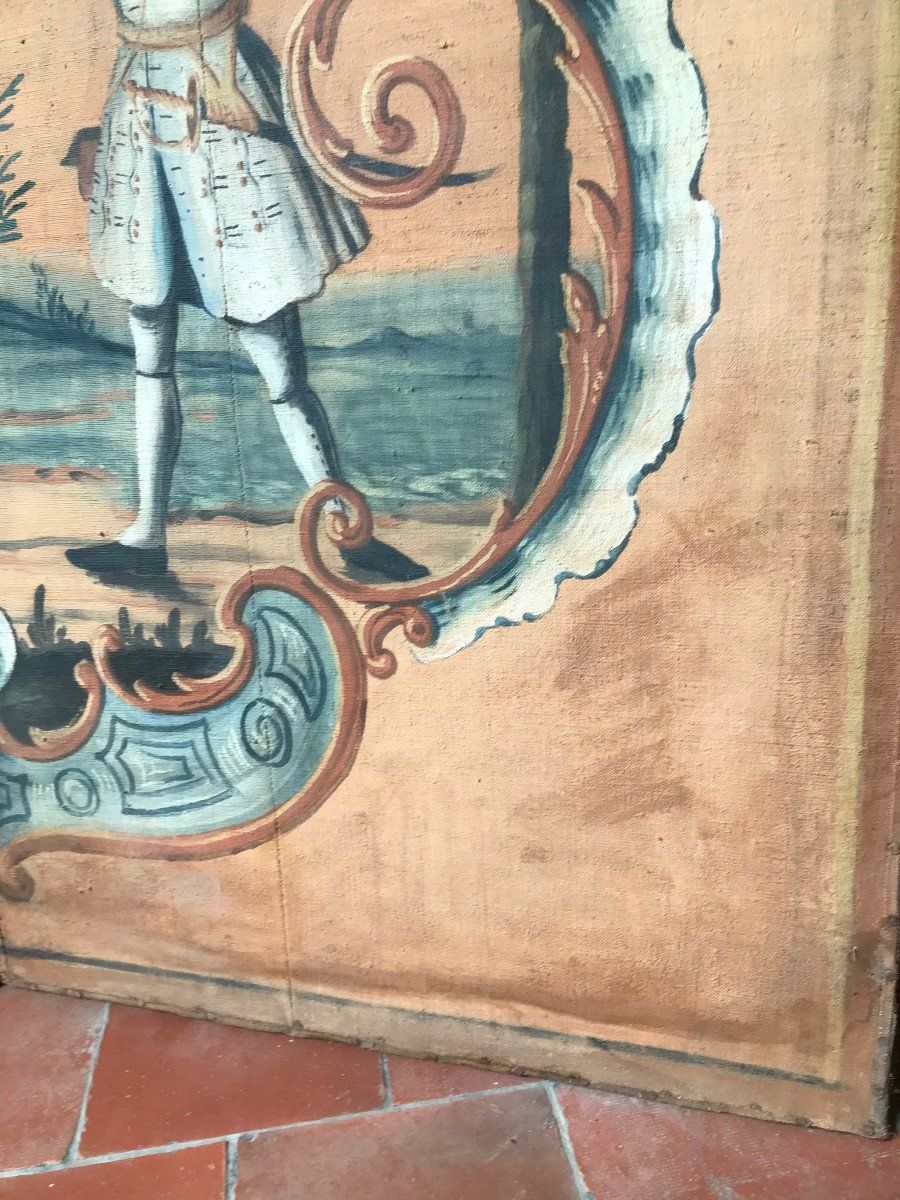 Screen Provence Louis 15 Period Painted Canvas 18th-photo-3