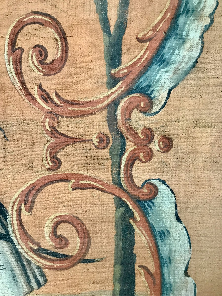 Screen Provence Louis 15 Period Painted Canvas 18th-photo-6