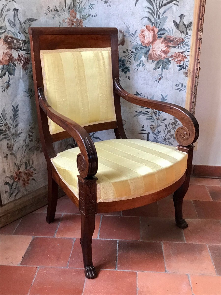 Mahogany Armchair Empire Period Pierre Marcion