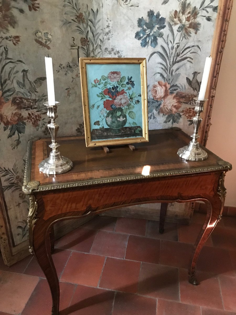 18th Century Framed Gouache Flowers-photo-4